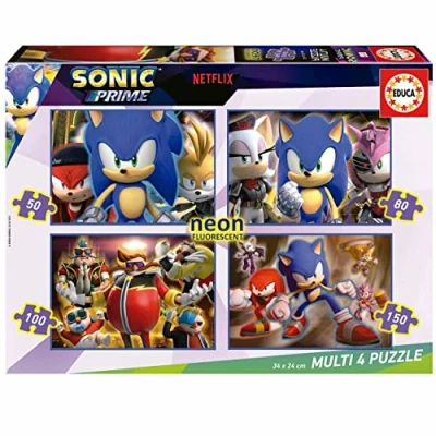 Afbeelding van Educa puzzel Sonic Neon 4 puzzels 50,80,100,150 stukes