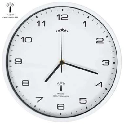 Afbeelding van Wandklok met quartz uurwerk radiogestuurd 31 cm wit