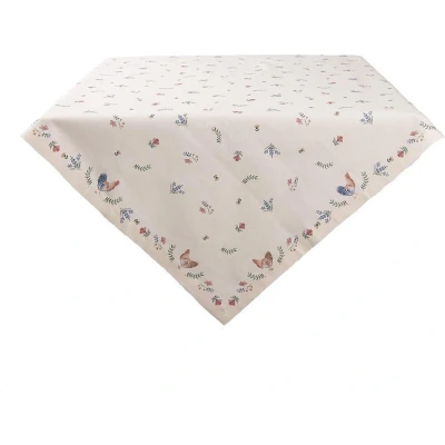 Afbeelding van Clayre &amp; Eef Tafelkleed 150x250 cm Beige Blauw Katoen Rechthoek Kip en Haan Tafellaken