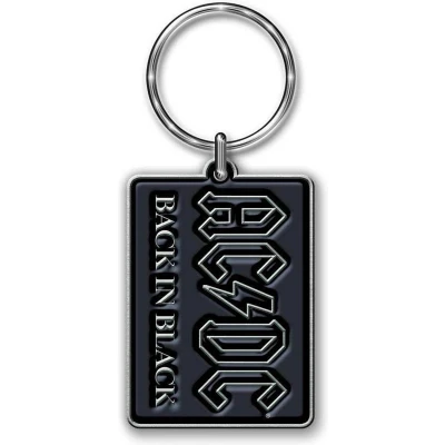 Afbeelding van AC/DC Back In Black Metalen Die Cast Relief Logo Sleutelhanger Zilver/Zwart
