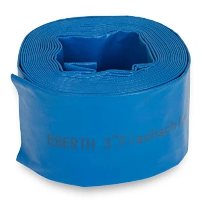 Afbeelding van EBERTH Platte tuinslang voor pompen in 10 m lengte, 76 mm diameter, flexibel, duurzaam pvc, industriële slang, waterslang irrigatie, blauw