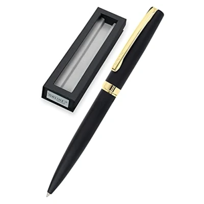 Afbeelding van ONLINE Eleganza Draaibalpen, metaal, kleur zwart en goud, verwisselbare grote vulling, metalen clip, schrijfkleur zwart, balpen incl. geschenkverpakking, 1 stuk (1 stuks)