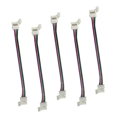 Afbeelding van LitaElek 5 stuks led snelverbinders, 4 polig, 10 mm breed, RGB 5050 ledstripconnector, ledstrip, aansluitkabel, verlengkabel, 17 cm lang