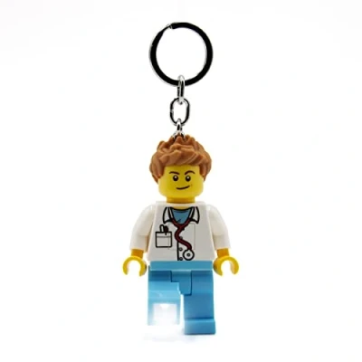Afbeelding van LEGO KE180 sleutelhanger, iconische chocoladehaas, zaklamp, speelgoed, cadeaus voor kinderen, hoogte 76 mm (KE180), 2 CR2025 batterijen inbegrepen