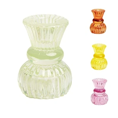 Afbeelding van Talking Tables, Kleine lichtgroene glazen kandelaarhouder Taper kandelaar voor binnen of buiten, elegante kersttafeldecoraties huisdecoratie, dinerfeest, verjaardag, bruiloft