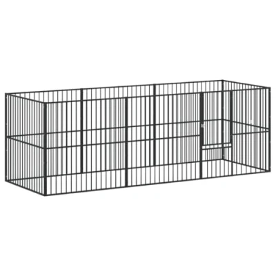 Afbeelding van vidaXL Hondenkennel 8 panelen gepoedercoat staal zwart