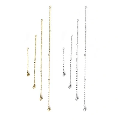 Afbeelding van TAFACE 8 stuks halsketting, zilveren extender, gouden sieraden enkelband voor vrouwen en mannen (4 maten), Roestvrij staal