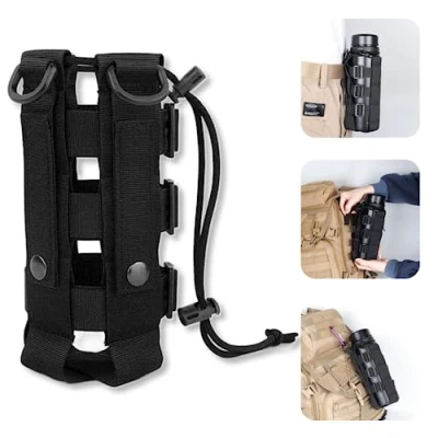 Afbeelding van BUENTYA Tactische Waterfles Pouch Molle Flessenhouder Waterdichte Waterkoker Tas Houder Verstelbare Webbing Water Flessenzakken met Trekkoord voor Wandelen Camping Reizen Sport