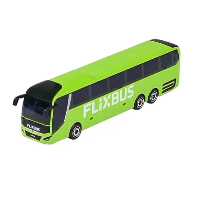 Afbeelding van Majorette MAN Lion&#039;s Coach L Flixbus speelgoedbus met vrijloop en vering, metalen carrosserie, 13 cm lang, voor kinderen vanaf 3 jaar, levering 1 stuk