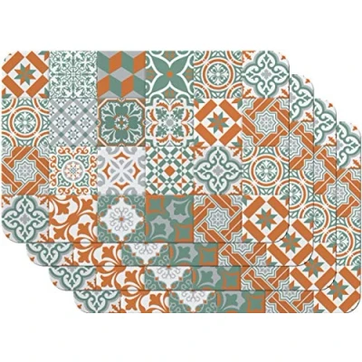 Afbeelding van Venilia placemat voor eetkamer Rewind Brick, set van 4 afwasbaar polypropyleen, geschikt levensmiddelen, 45 x 30 cm, stuks, 59117, bont