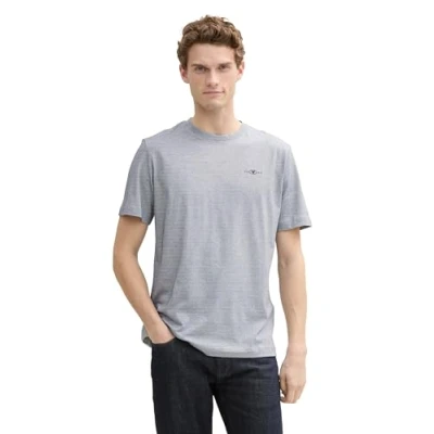 Afbeelding van TOM Tailor MIT LOGO Tshirt print, Heren, Maat: Medium, Navy white stripes
