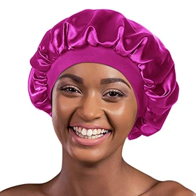 Afbeelding van Alnorm Vrouwen Veelzijdige Bonnet Wraps Satijn Slaapmuts voor Chemopatiënten Fuchsia