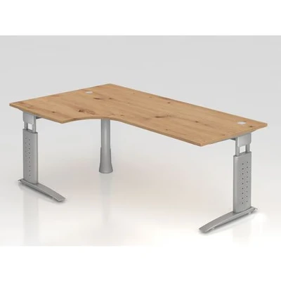 Afbeelding van UNDA 82 S Bureau 200 x 120 Tafelhoogte I In hoogte verstelbaar Essen Eik/Zilver
