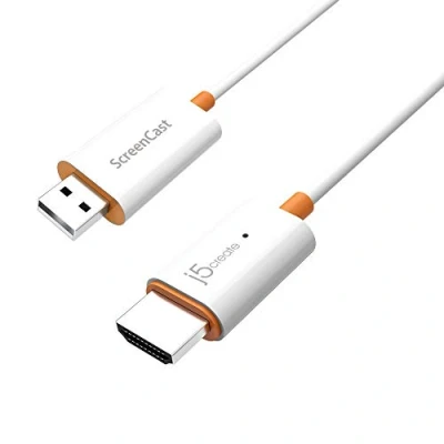 Afbeelding van j5create ScreenCast HDMI draadloze beeldschermadapter ontvanger spiegelt telefoon, tablet, laptop naar HDTV compatibel met MiraCast, AirPlay, Android, Windows 10 PC, iOS, iPhone, tablet (JVAW56)
