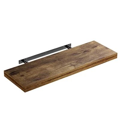 Afbeelding van Casaria Wandplank Hout met Bevestiging 50 110 cm Zwevend 15 kg Draagkracht Keuken Woonkamer Kantoor Badkamer Plank Keukenplank Donker Eiken 70