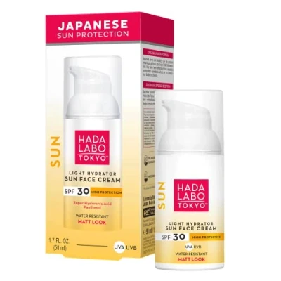 Afbeelding van HADA LABO TOKYO Sun Face zonnecrème gezicht 50 ml 30 SPF UVA UVB zonbescherming sunscreen dagcrème hydrateert voor de gevoelige huid