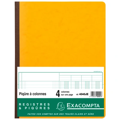Afbeelding van Exacompta 4040JE boekje Piqué 32 x 25 cm staand formaat gelamineerd 80 pagina&#039;s 4 kolommen per pagina 31 regels 110 g / m2 geel
