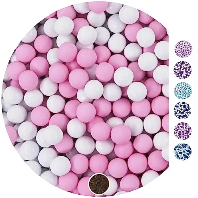 Afbeelding van EinsSein 1kg chocolade balletjes Mix small wit roze bruiloft chocoladebollen choco choups omhuld confetti rokante koekjes candy bar candybar geboorte communie geschenken voor gasten dopen