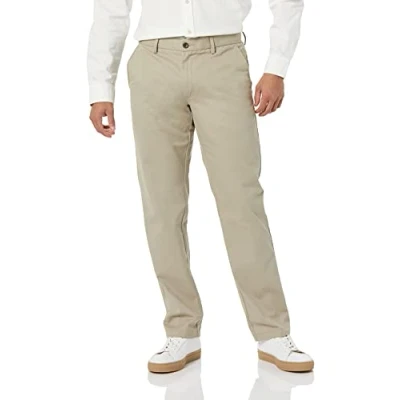 Afbeelding van Amazon Essentials Heren Straight fit Rimpelbestendige Flat Front Chino Pant,Bruin (Kaki),40W / 32L
