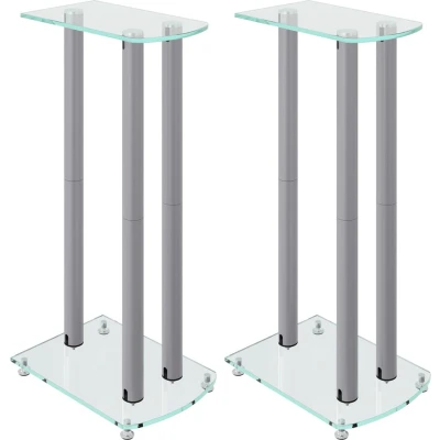 Afbeelding van vidaXL Luidsprekerstandaards 2 st 3 pijlers gehard glas zilverkleurig