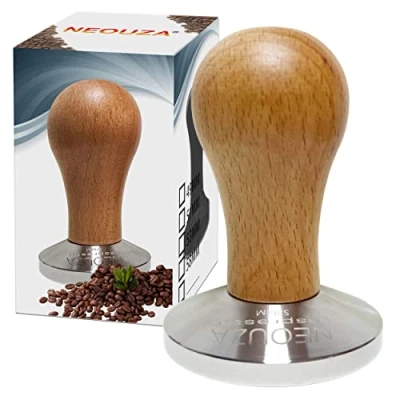 Afbeelding van NEOUZA Koffiemachine Espresso Sabotage 58mm Barista Koffie Poeder Bean Press Houten Handvat Roestvrij Staal Platte Base.Fit voor E61 Groep Machine