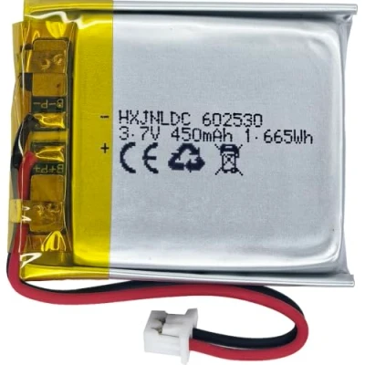 Afbeelding van DC 3.7V 450mAh 602530 oplaadbare lithium polymeerbatterij, geschikt voor doe het zelf 3.7 5V elektronische producten met ingebouwde 2 draads batterijvervanging en LED verlichting