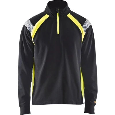 Afbeelding van Blaklader Sweatshirt halve rits Visible 3432 1158 Zwart/High Vis Geel XL