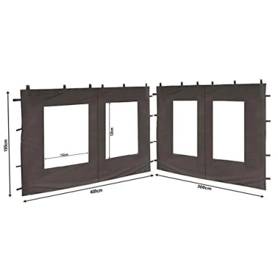 Afbeelding van QUICK STAR 2 zijpanelen van PE met venster 300x195cm / 400x195cm voor paviljoen 3x4m zijwand antraciet RAL 7012