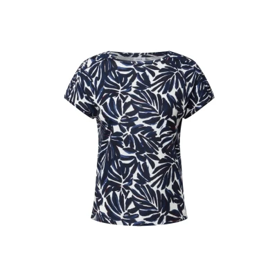 Afbeelding van Cecil print shirt urban dark blue maat S