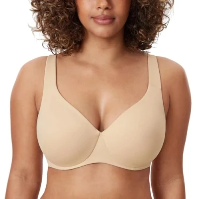 Afbeelding van DELIMIRA AISILIN Dames Minimizer BH met beugel zonder padding Volledige cups Grote maten Ondergoed Lichte havermout 85C