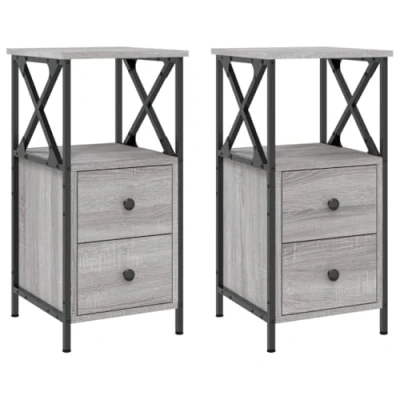 Afbeelding van vidaXL Nachtkastjes 2 st 34x35,5x70 cm bewerkt hout grijs sonoma eiken