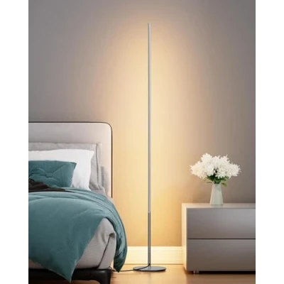 Afbeelding van EDISHINE LED Staande lamp dimbaar, voor woonkamer, 3000K warm wit, Moderne vloerlamp met voetschakelaar, 146cm lichtzuil slaapkamer en kantoor.