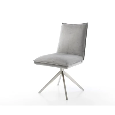 Afbeelding van DELIFE Draaistoel Lelio Flex fluweel grijs kruisframe breed roestvrij staal 360 draaibaar rocker functie pocketveer kern