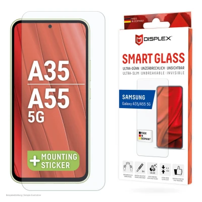 Afbeelding van Displex Smart Glass, Displayschutzfolie (1 Stuk, Samsung Galaxy A35, A55), Smartphone beschermfolie, Transparant