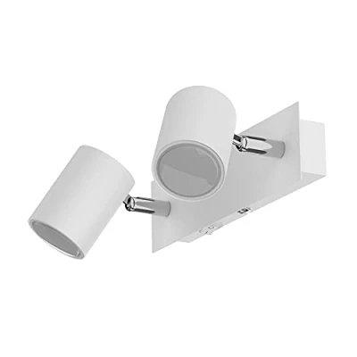 Afbeelding van ledscom.de Wandspot WAIKA, tweelamps, met schakelaar, wit mat, incl. LED GU10 lampen elk 450lm warmwit
