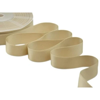 Afbeelding van Furlanis Dubbelzijdig satijnen lint, Italiaanse stof beige, 25 mm x m