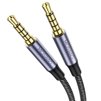 Afbeelding van MOSWAG 3,5 mm audiokabel 2 m mannelijk naar 4 pins stereo Aux kabel Extra voor hoofdtelefoon, PS4, smartphone, tablet, pc