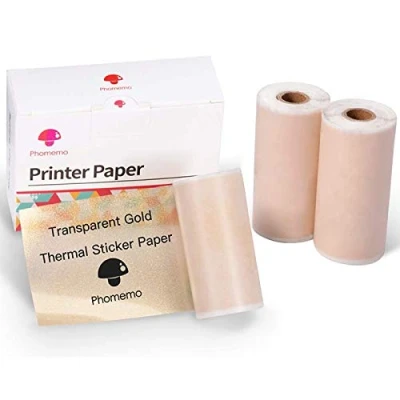 Afbeelding van Phomemo M02/M02Pro/M02S/M03/M03AS/M04S/M04AS Gouden thermisch papier, stickerpapier 53mmx3,5m, 3 rollen