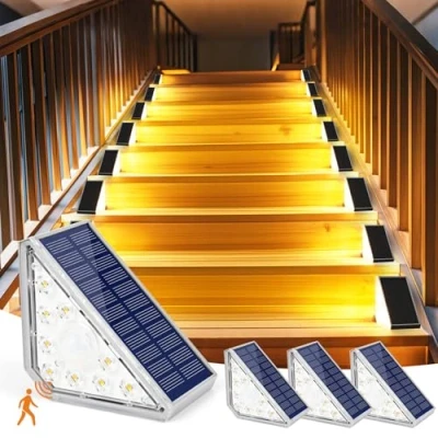 Afbeelding van Czemo Trapverlichting op zonne energie, 300 lm, led verlichting trap, voor buiten, met sensor, IP67, waterdicht, zonnelampen trappen, tuin, terras, garage,