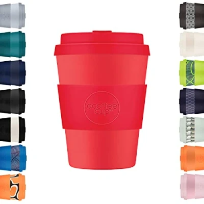 Afbeelding van Ecoffee Cup 12oz 350ml Herbruikbare Eco vriendelijke 100% Plantaardige Koffie met Siliconen Deksel &amp; Mouw Melamine Gratis Biologisch Afbreekbare Vaatwasser/Magnetron Safe Travel Mok, Meridian