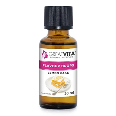 Afbeelding van GreatVita Flavour Drops Lemon cake, 30 ml, calorievrije aromadruppels, voor yoghurt, shakes, suikervrij