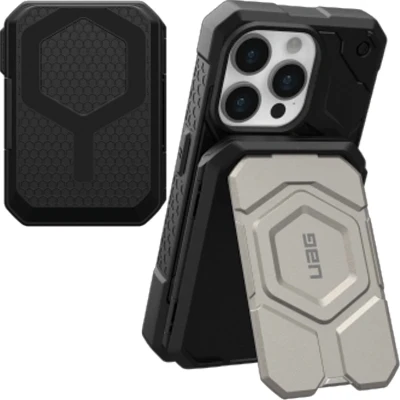 Afbeelding van URBAN ARMOR GEAR Magnetische Portemonnee (Ultra sterke magneet, RFID blokkering, Kickstand functie, Tot 3 kaarten) Zwart