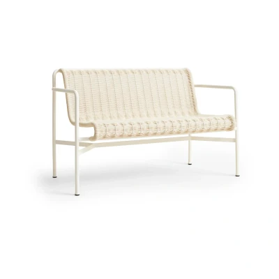 Afbeelding van HAY Palissade Cord Dining bank met armleuningen Cream white