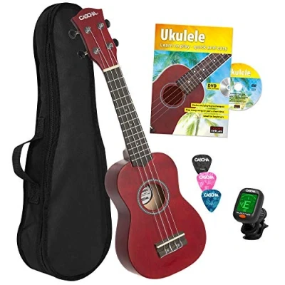 Afbeelding van Cascha HH 3970 sopraan ukelele set rood (4 talig)