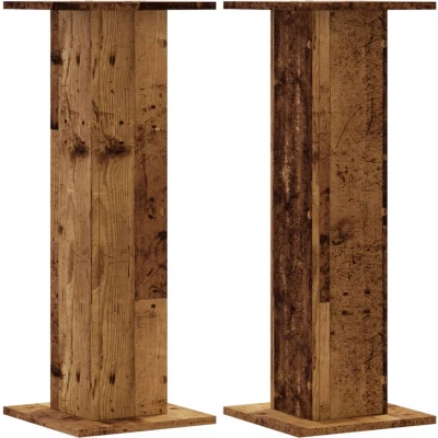 Afbeelding van Speakerstandaards 2 st 30x30x80 cm bewerkt hout oud houtkleurig