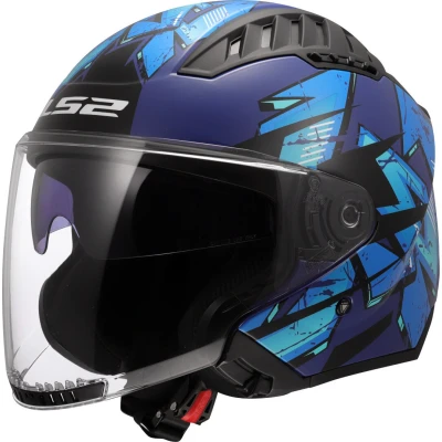 Afbeelding van LS2 OF600 Copter II Kanji Jet Helm, blauw, afmeting 2XL voor man