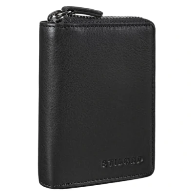Afbeelding van STILORD &#039;Kelsie&#039; 3 in 1 Lederen Sleuteletui Mini Portemonnee en Kaart Etui Vintage Sleutel Tas met Geschenkverpakking Echt leder, Kleur:zwart