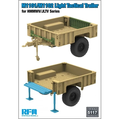 Afbeelding van 1:35 Rye Field Model 5117 M1101/M1102 Lichte Tactische Aanhanger voor HMMWV/JLTV serie Plastic Modelbouwpakket