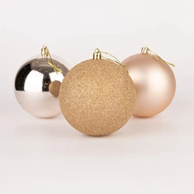 Afbeelding van 10cm/3 stuks kerstballen onbreekbaar champagne goud, kerstboom decoraties bal ornamenten ballen Xmas opknoping vakantie decor glanzend, mat, glitter