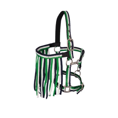 Afbeelding van MHS Halster &quot;Stripe&quot; met touw en vliegenfrontriem Full Groen